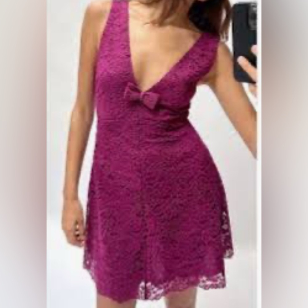 Zara Lace V-Neck Mini Dress